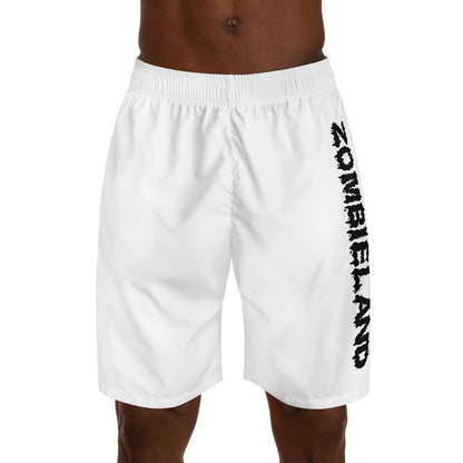 Men's "ZOMBIELAND" Jogger Shorts (White)